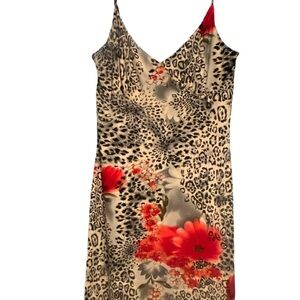 Elegant Red and Gray Leopard Print Maxi Dress USA